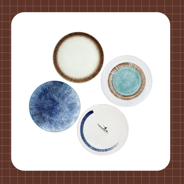 Eternal Night Salad Plates Set Of 4, Blue Serving Plates For Dessert